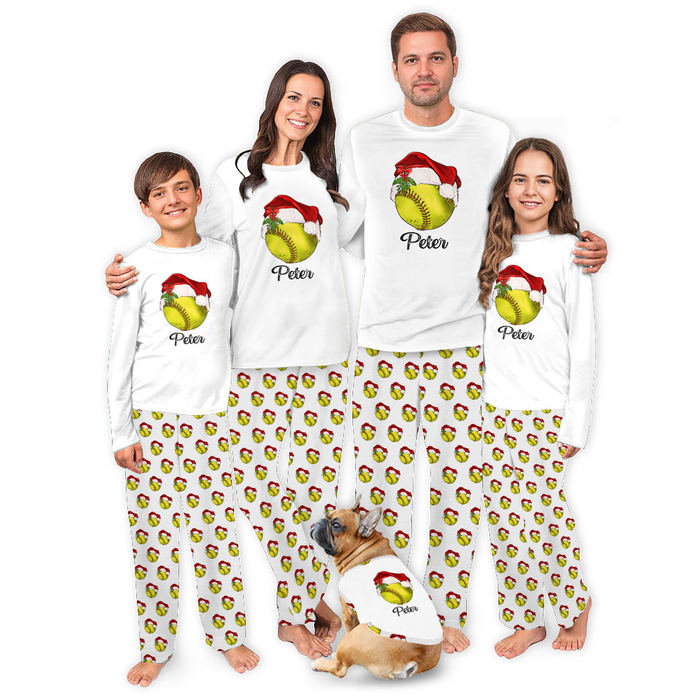 Customizable Softball Christmas Pajama Sets Customizable Softball Christmas Pajama Sets