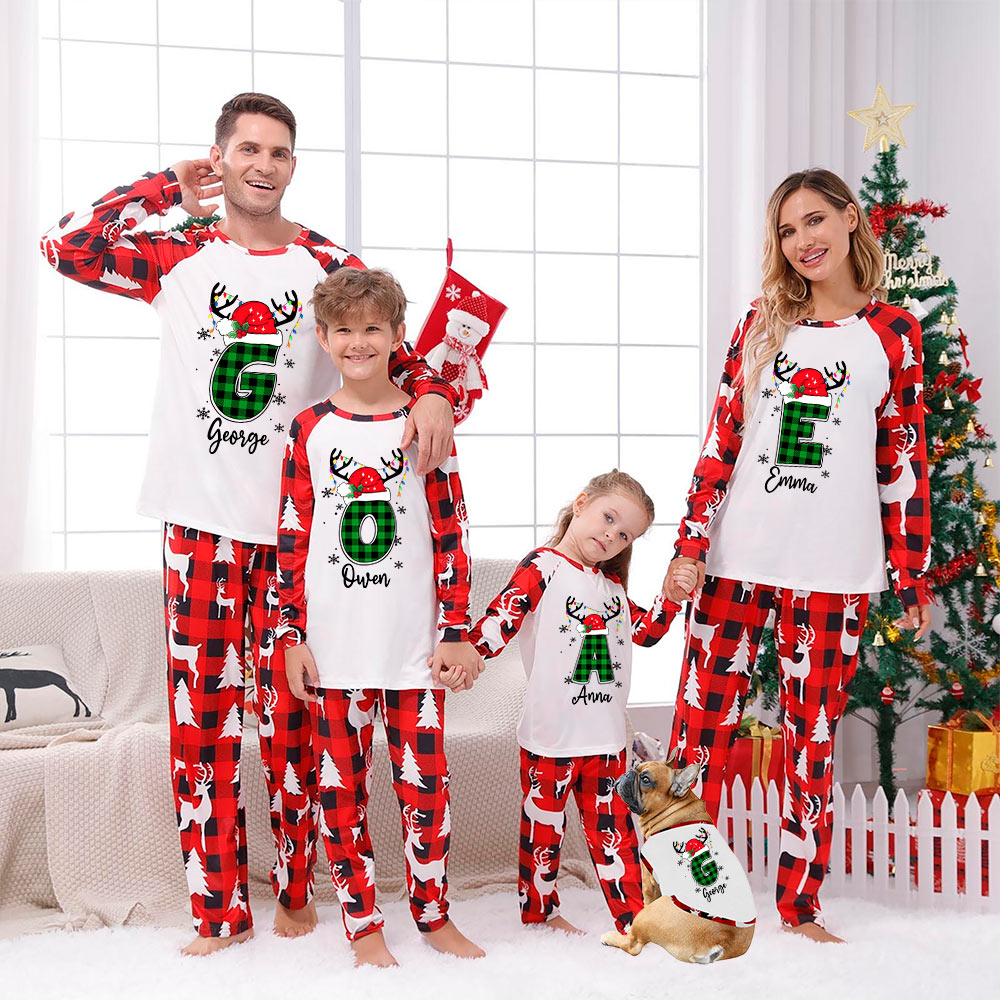 Personalized Reindeer Matching Family Christmas Pajamas With Names Personalized Reindeer Matching Family Christmas Pajamas With Names