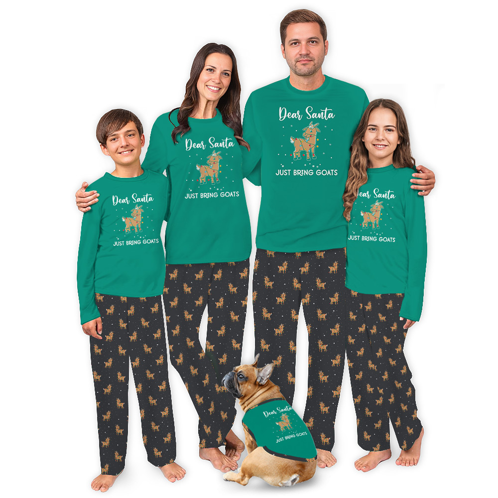 Festive Goat Christmas Pajamas Sets Green Festive Goat Christmas Pajamas Sets Green