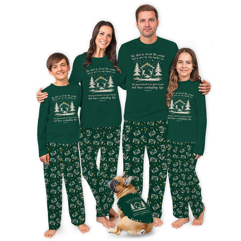 Unique Christian Matching Family Pajamas Nativity Scene Green Unique Christian Matching Family Pajamas Nativity Scene Green