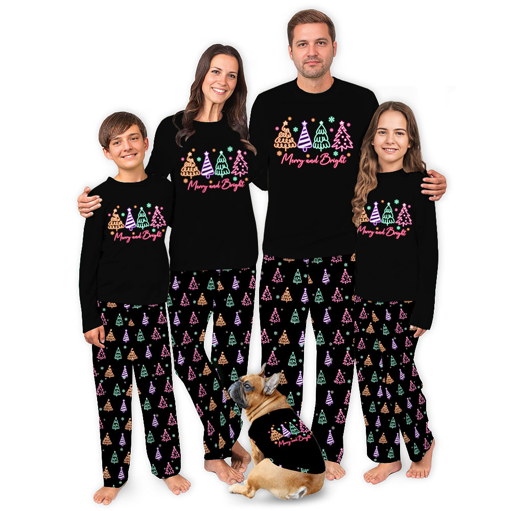 Festive Christmas Tree Merry And Bright Family Pajamas