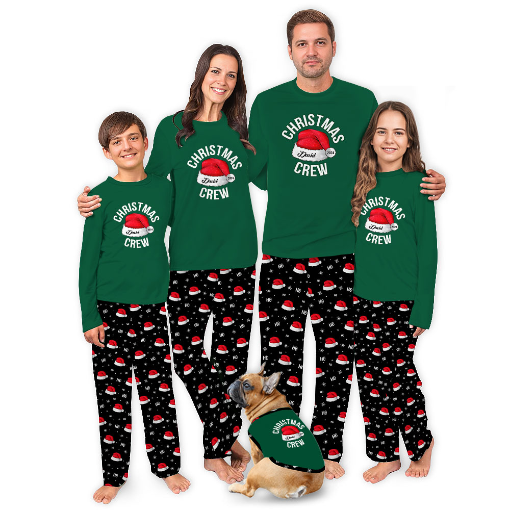 2024 Christmas Crew With Name Pajamas For Adults And Kids