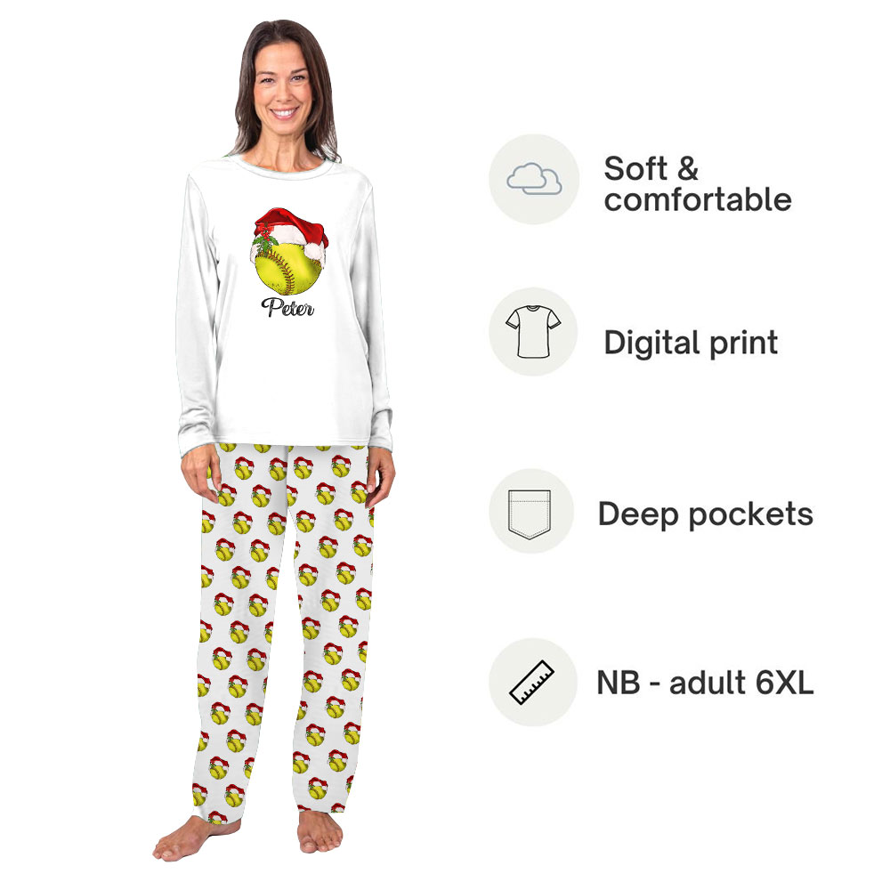 Customizable Softball Christmas Pajama Sets Customizable Softball Christmas Pajama Sets