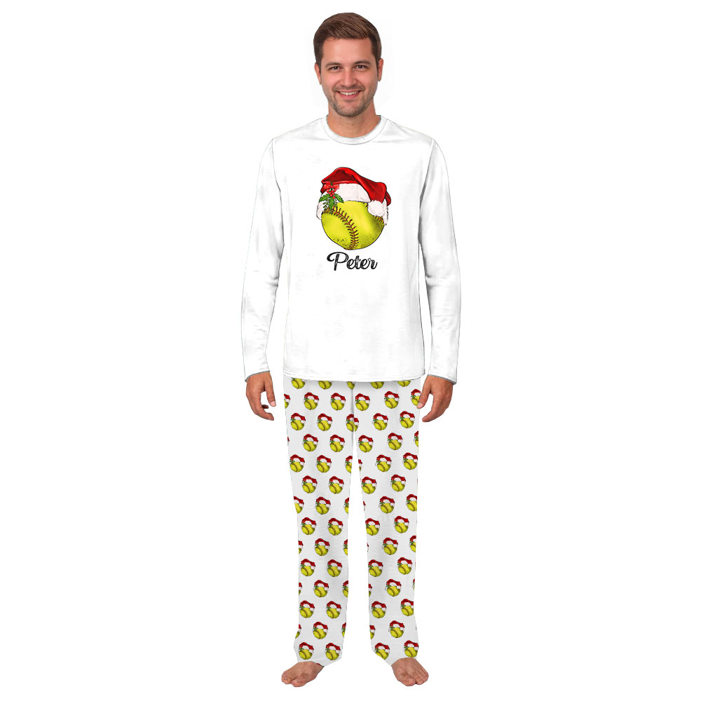 Customizable Softball Christmas Pajama Sets Customizable Softball Christmas Pajama Sets