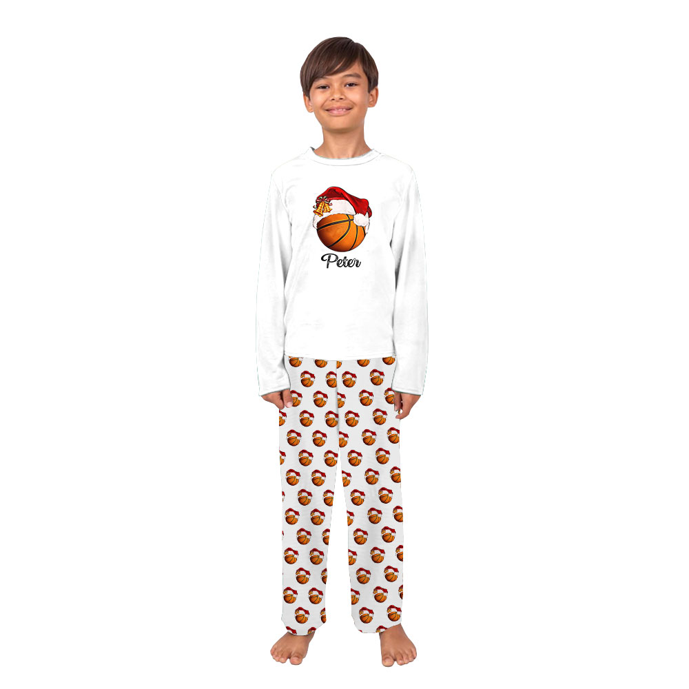 Custom Name Basketball Christmas Pajamas For Family Custom Name Basketball Christmas Pajamas For Family