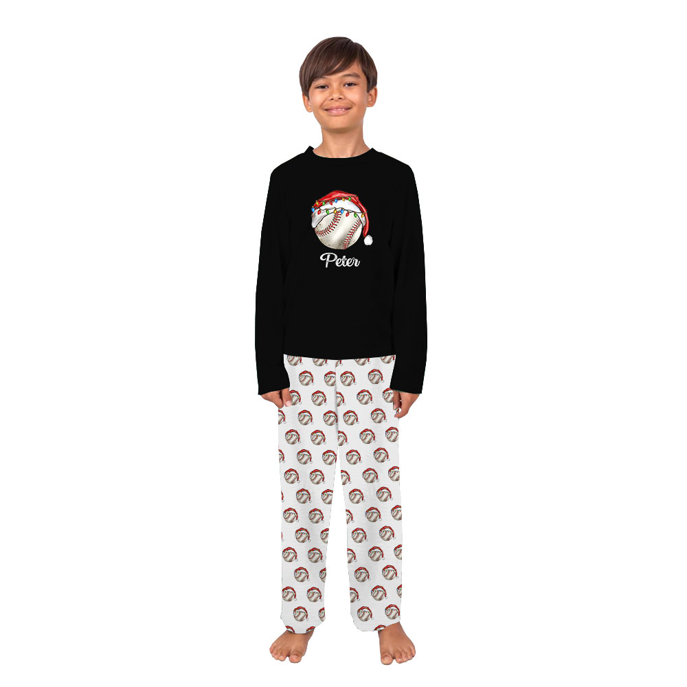 Family Baseball Christmas Pajamas Customized With Name Family Baseball Christmas Pajamas Customized With Name