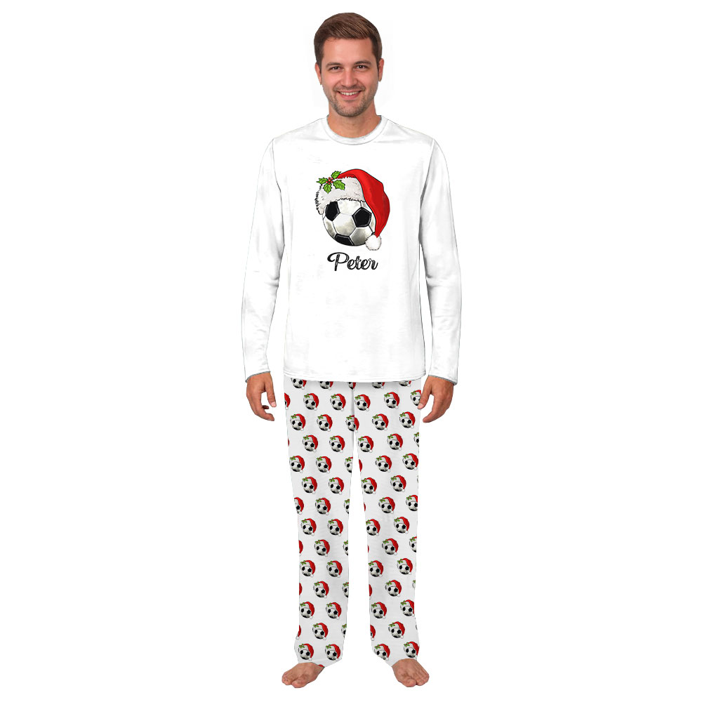 Festive Soccer Christmas PJs With Your Name Festive Soccer Christmas PJs With Your Name