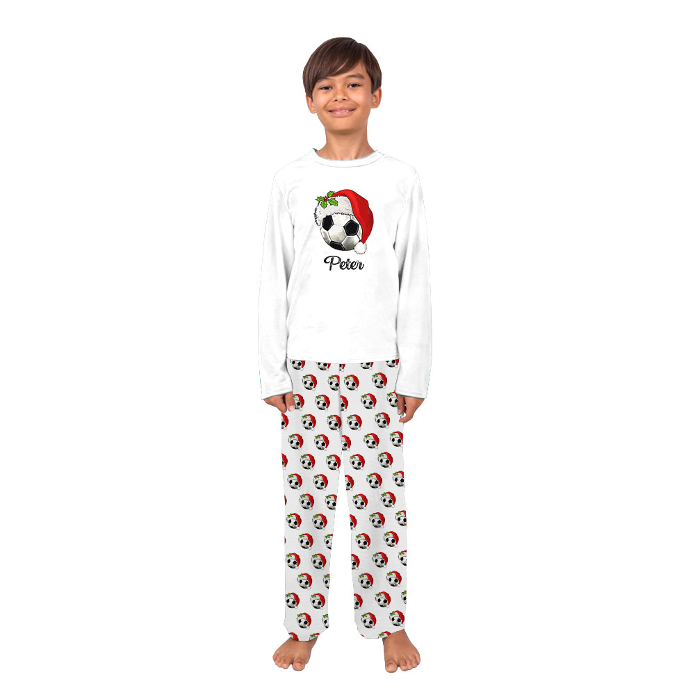 Festive Soccer Christmas PJs With Your Name Festive Soccer Christmas PJs With Your Name