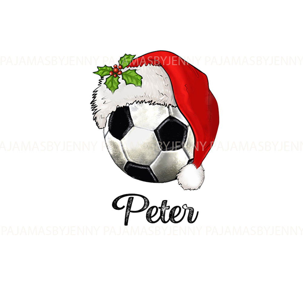 Festive Soccer Christmas PJs With Your Name Festive Soccer Christmas PJs With Your Name
