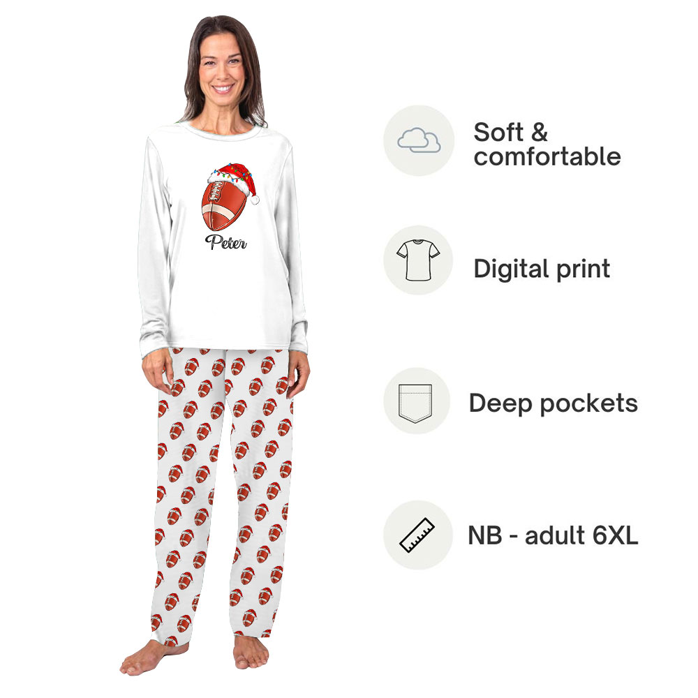 Personalized Football Christmas Pajamas For Adults And Kids Personalized Football Christmas Pajamas For Adults And Kids