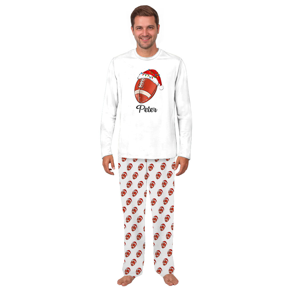 Personalized Football Christmas Pajamas For Adults And Kids Personalized Football Christmas Pajamas For Adults And Kids