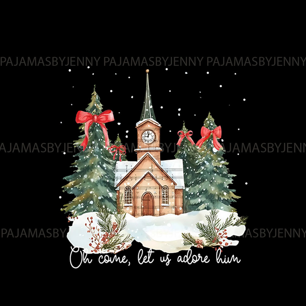 Religious Family Christmas Pajamas Sets Saying Let Us Adore Him Religious Family Christmas Pajamas Sets Saying Let Us Adore Him