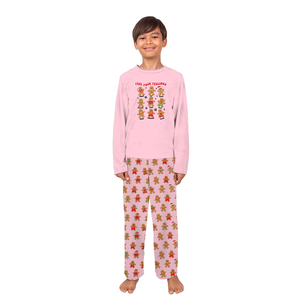 Pink Snowman Christmas PJs Saying Feel Your Feelings Pink Snowman Christmas PJs Saying Feel Your Feelings
