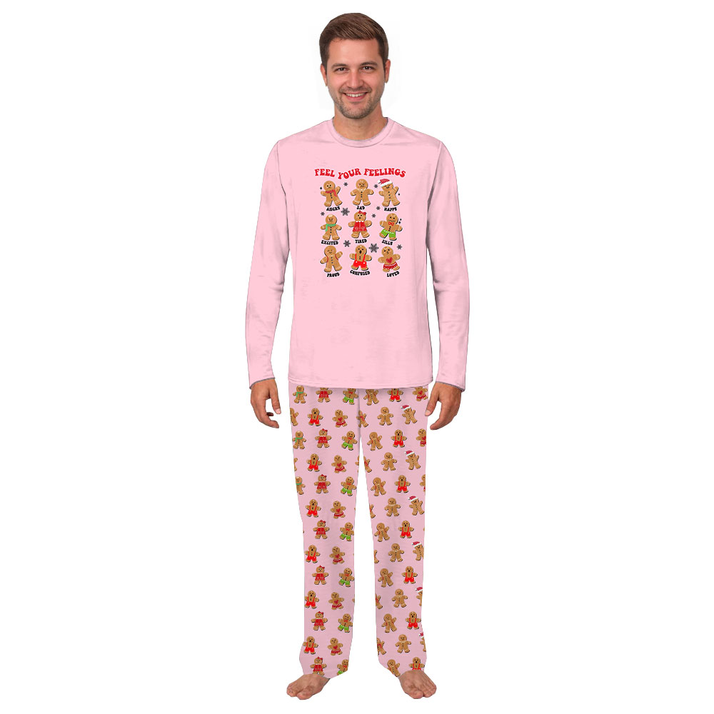 Pink Snowman Christmas PJs Saying Feel Your Feelings Pink Snowman Christmas PJs Saying Feel Your Feelings