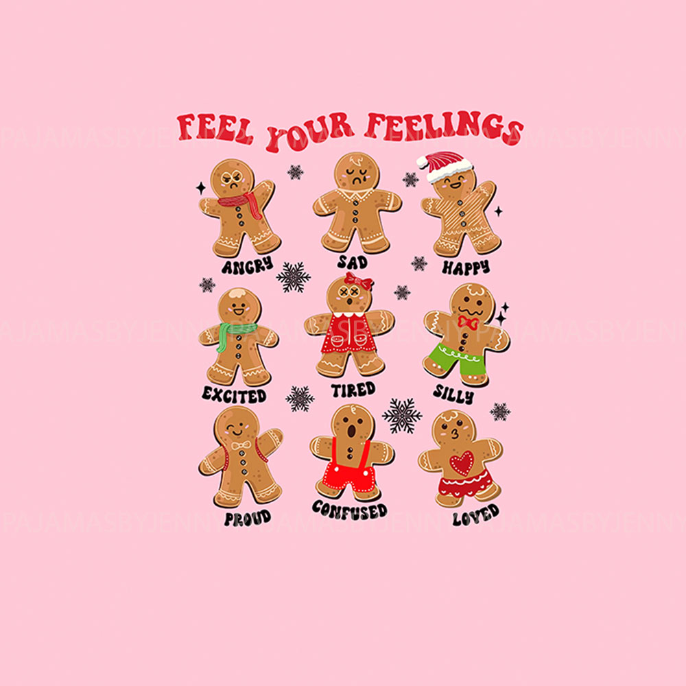 Pink Snowman Christmas PJs Saying Feel Your Feelings Pink Snowman Christmas PJs Saying Feel Your Feelings