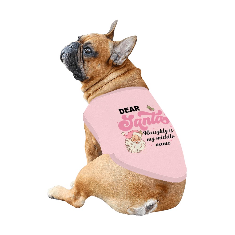 Personalized Dear Santa Pink Family Matching Pajamas With Dog Personalized Dear Santa Pink Family Matching Pajamas With Dog