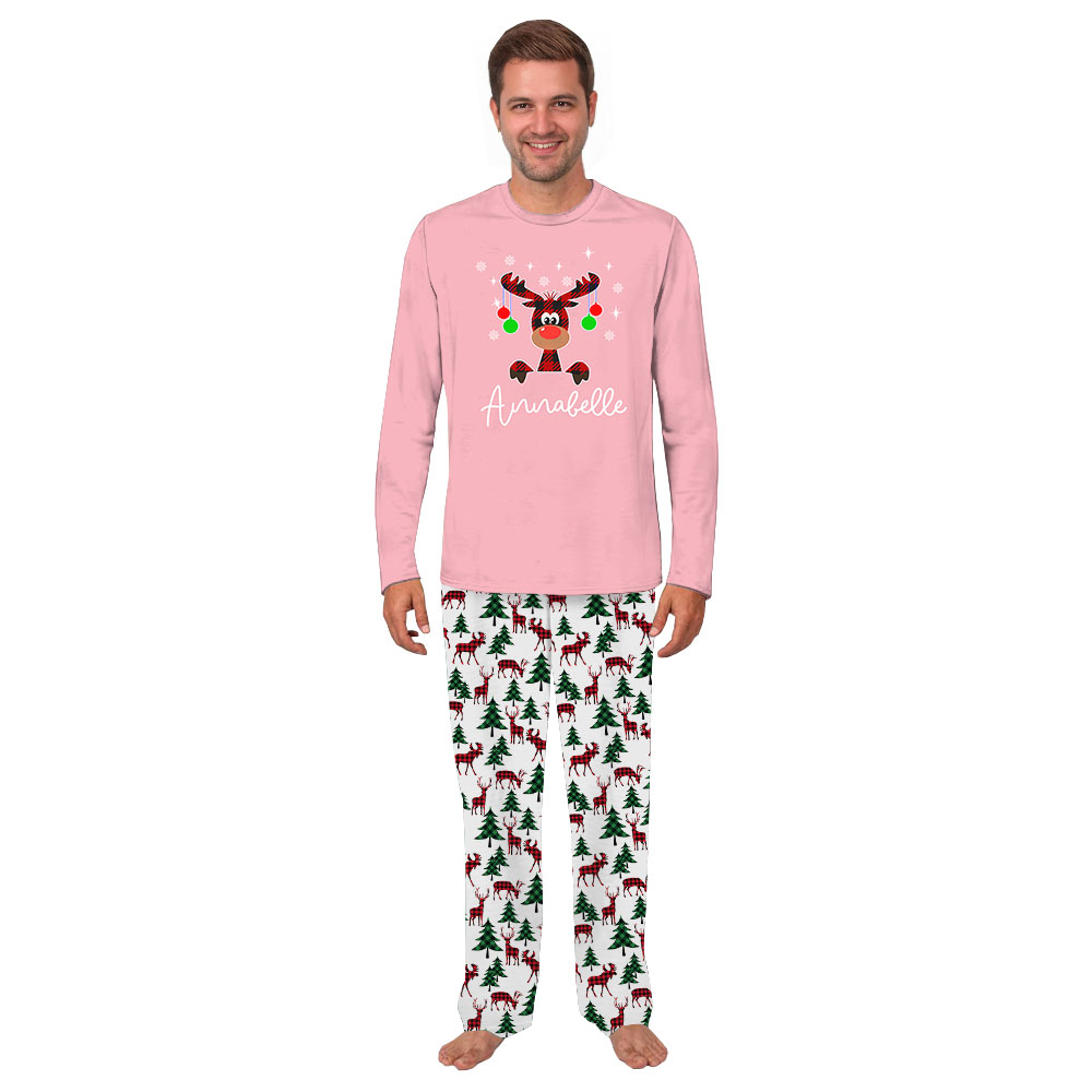 Personalized Pink Moose Pajamas For Xmas Personalized Pink Moose Pajamas For Xmas