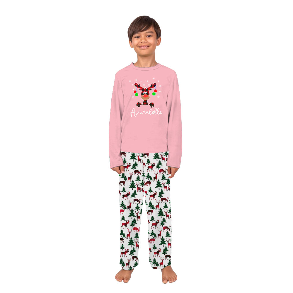 Personalized Pink Moose Pajamas For Xmas Personalized Pink Moose Pajamas For Xmas