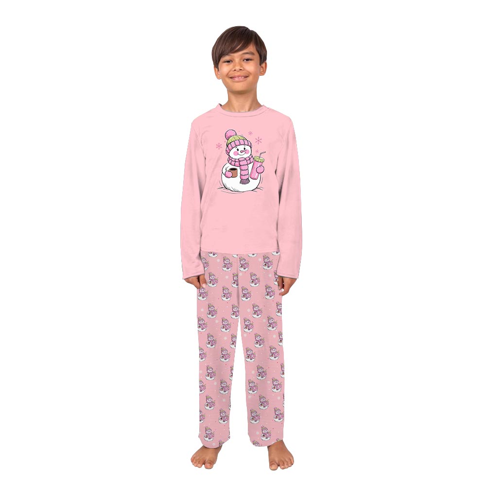 Cute Pink Snowman Family Matching Pajamas With Dog Cute Pink Snowman Family Matching Pajamas With Dog