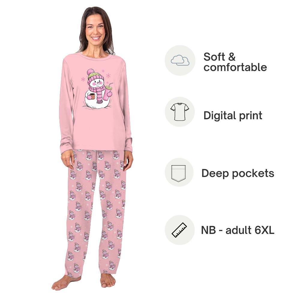Cute Pink Snowman Family Matching Pajamas With Dog Cute Pink Snowman Family Matching Pajamas With Dog