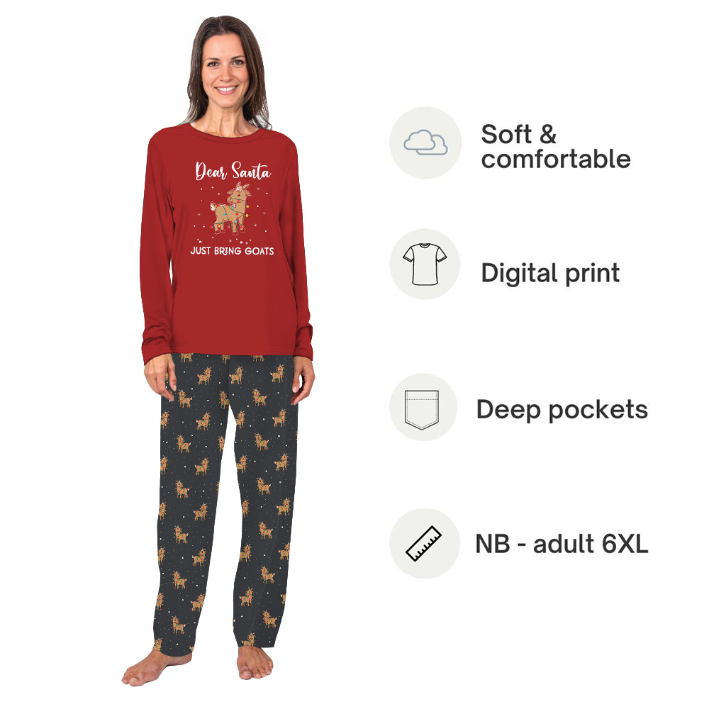 Cute Goat Pajamas For Adults And Kids Red