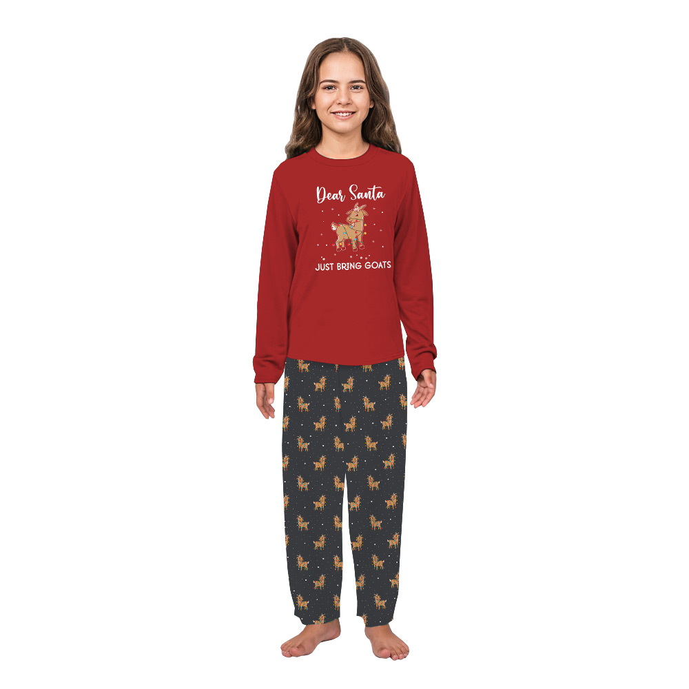 Cute Goat Pajamas For Adults And Kids Red