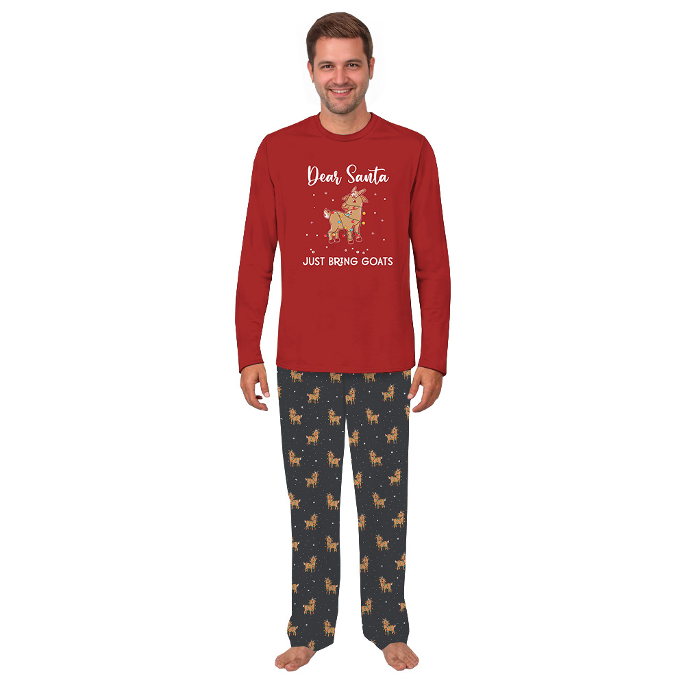 Cute Goat Pajamas For Adults And Kids Red