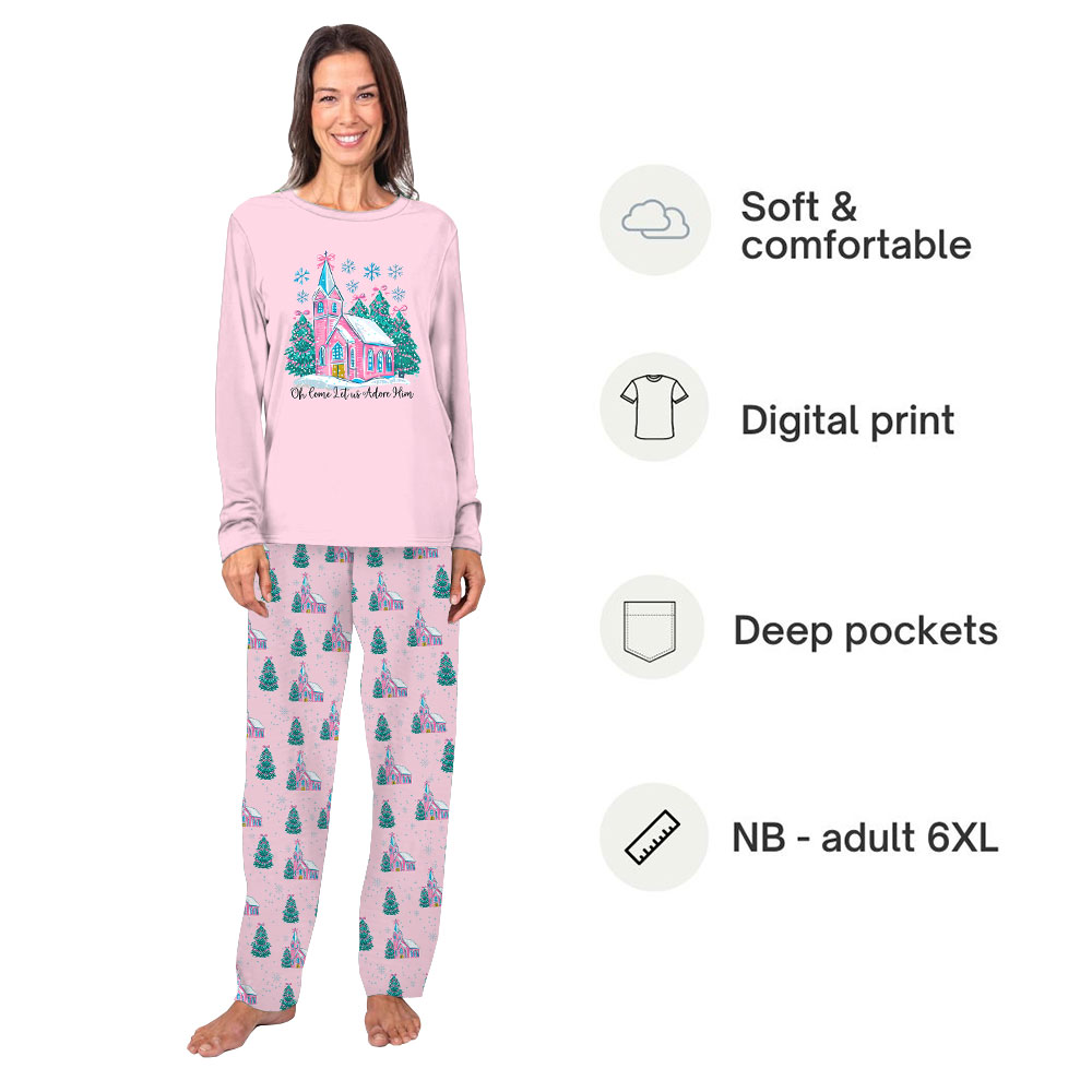Pink Matching Religious Family Christmas Pajamas Pink Matching Religious Family Christmas Pajamas