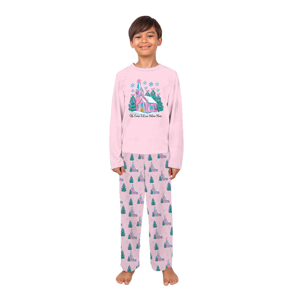 Pink Matching Religious Family Christmas Pajamas Pink Matching Religious Family Christmas Pajamas