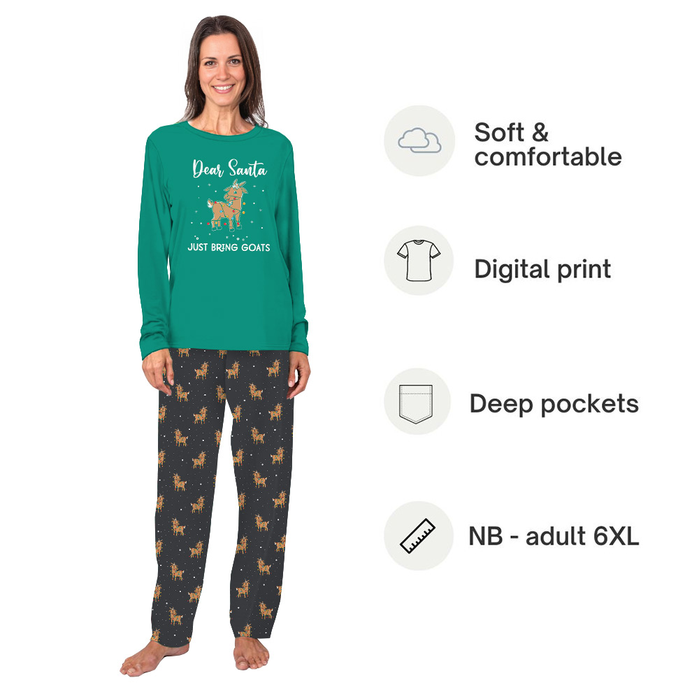 Festive Goat Christmas Pajamas Sets Green Festive Goat Christmas Pajamas Sets Green