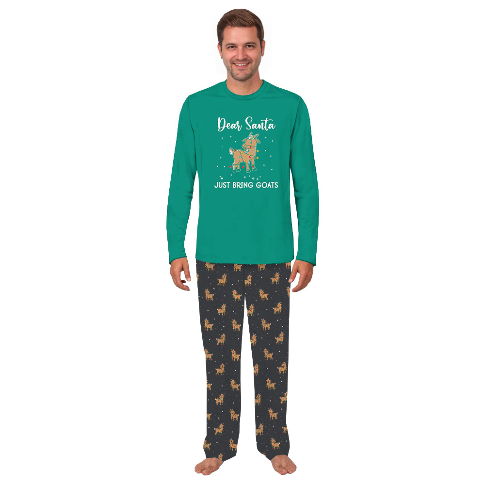 Festive Goat Christmas Pajamas Sets Green Festive Goat Christmas Pajamas Sets Green