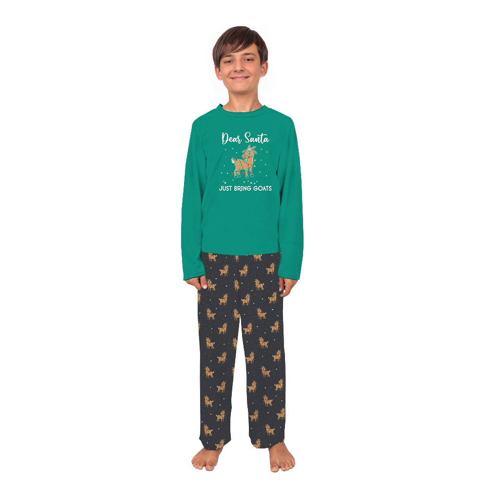 Festive Goat Christmas Pajamas Sets Green Festive Goat Christmas Pajamas Sets Green
