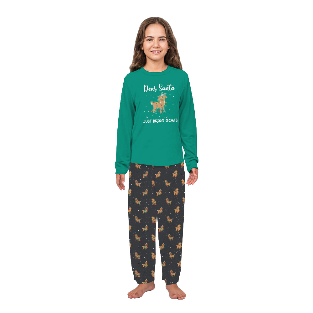 Festive Goat Christmas Pajamas Sets Green Festive Goat Christmas Pajamas Sets Green