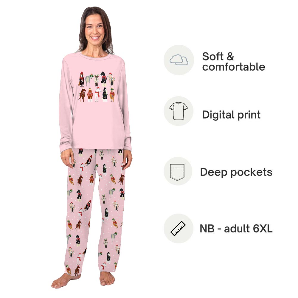 Festive Horse Dog And Owner Matching Christmas Pajamas Festive Horse Dog And Owner Matching Christmas Pajamas