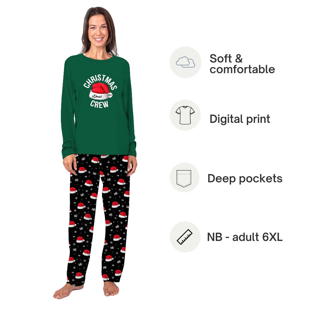 2024 Christmas Crew With Name Pajamas For Adults And Kids