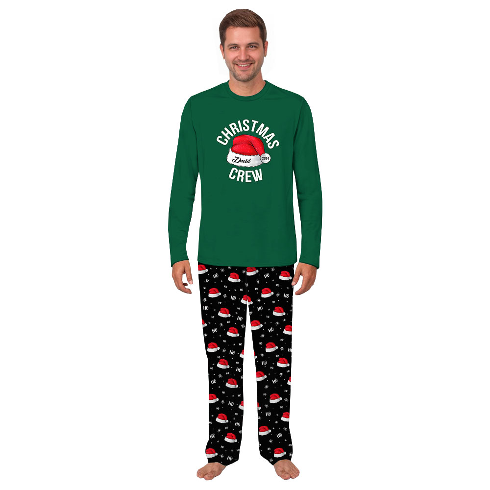 2024 Christmas Crew With Name Pajamas For Adults And Kids