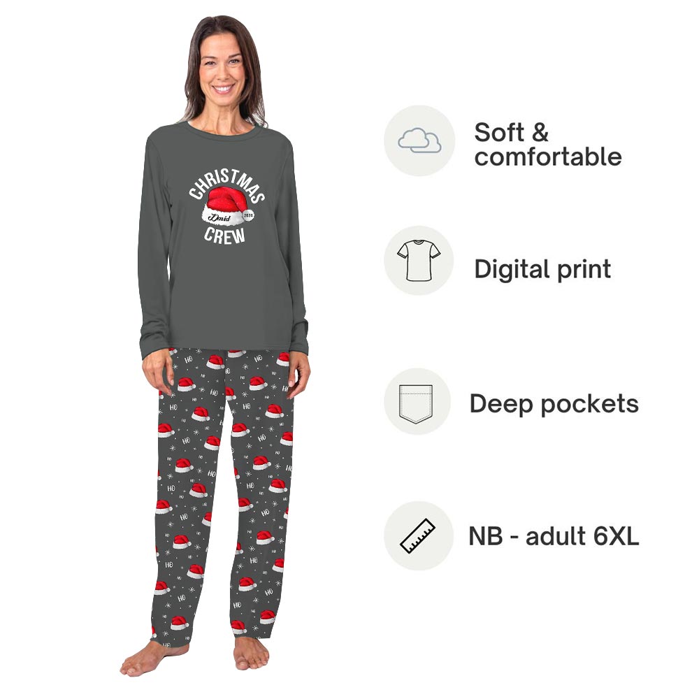 Personalized Family Name Christmas Crew Family Matching Pajamas With Dog Personalized Family Name Christmas Crew Family Matching Pajamas With Dog