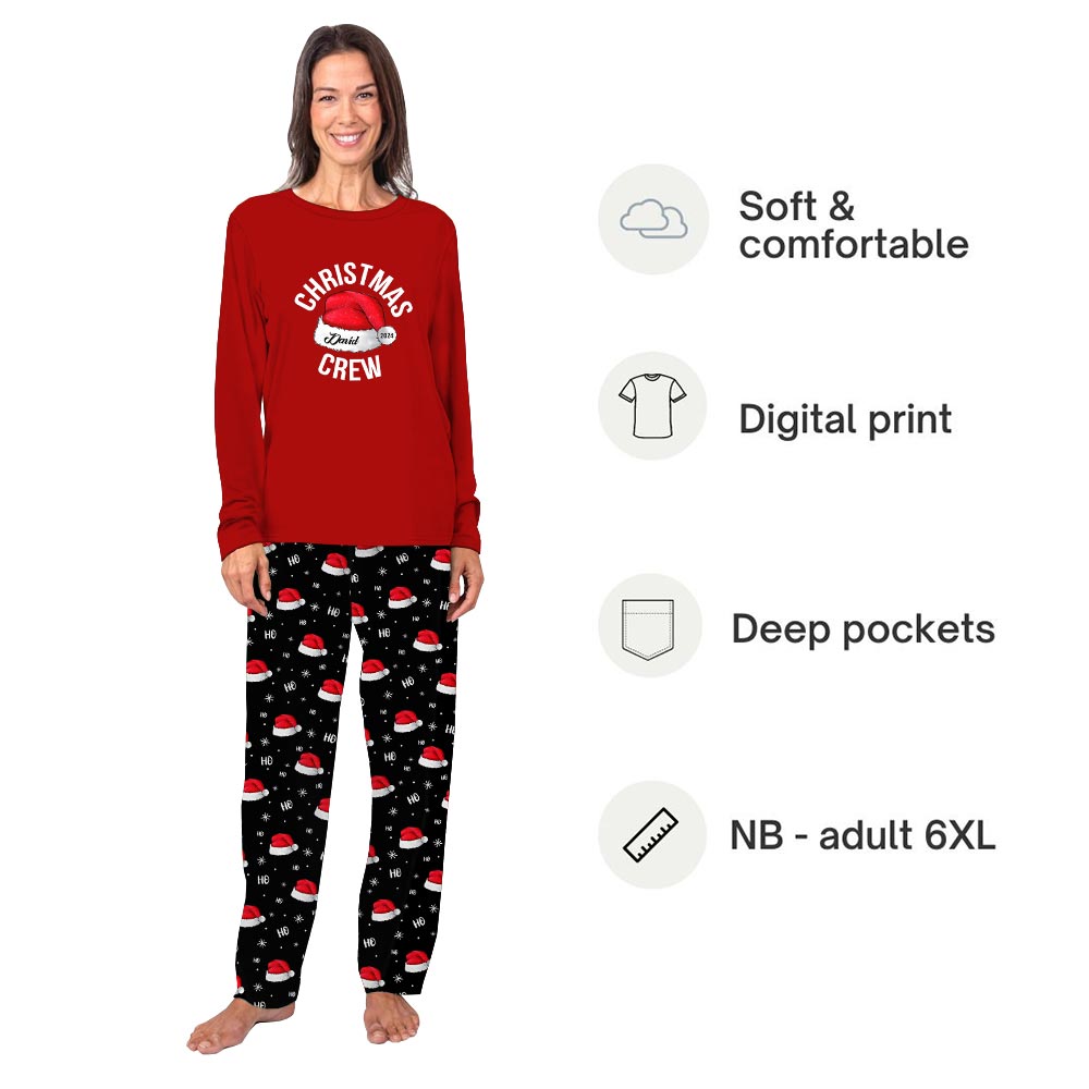 Custom Family Name Christmas Crew Matching Dog And Owner Holiday Pajamas