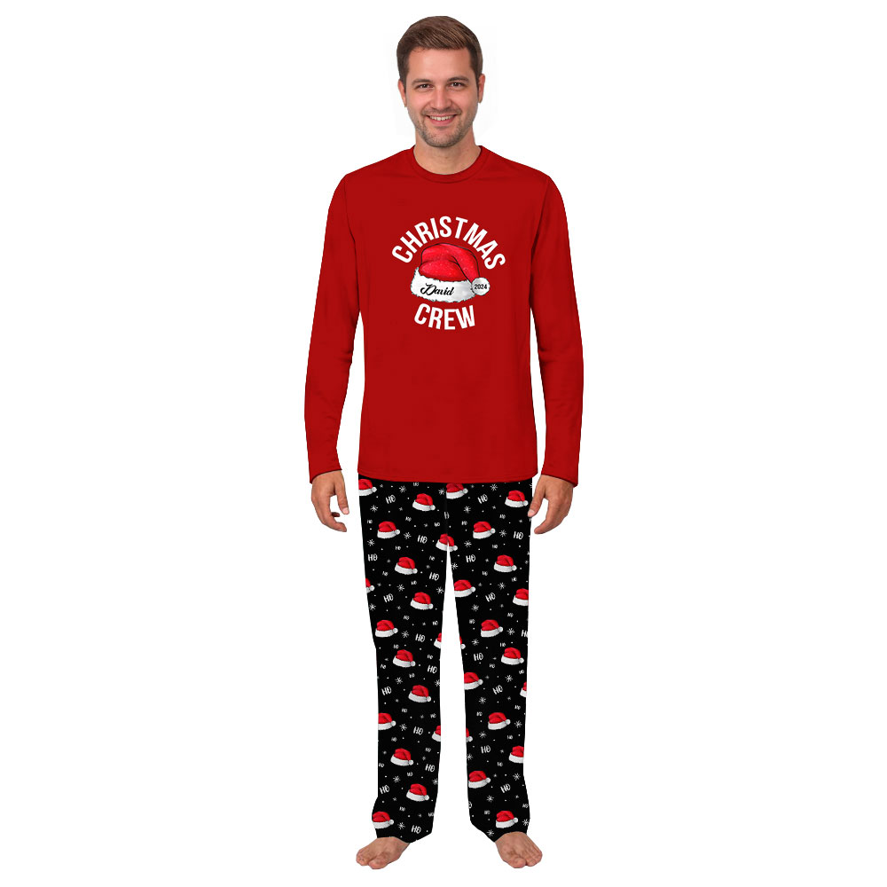 Custom Family Name Christmas Crew Matching Dog And Owner Holiday Pajamas