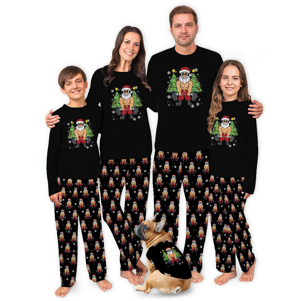 Santa Deadlift Matching Family Christmas Jammies Santa Deadlift Matching Family Christmas Jammies