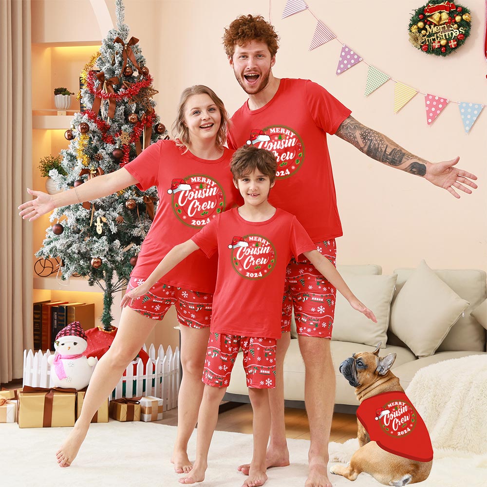 Short Merry Cousin Crew 2024 Matching Family Christmas Jammies Short Merry Cousin Crew 2024 Matching Family Christmas Jammies