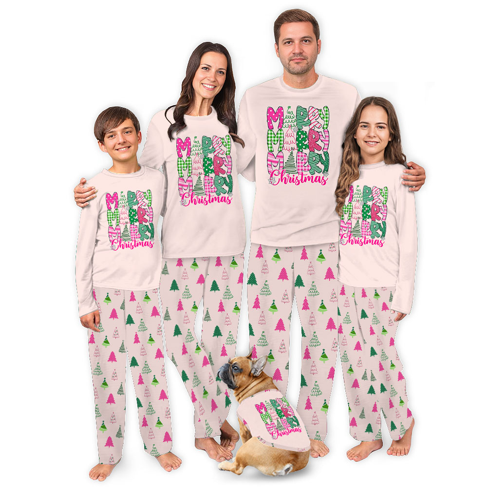 Unique Merry Christmas Family Pjs Sets Light Pink Unique Merry Christmas Family Pjs Sets Light Pink