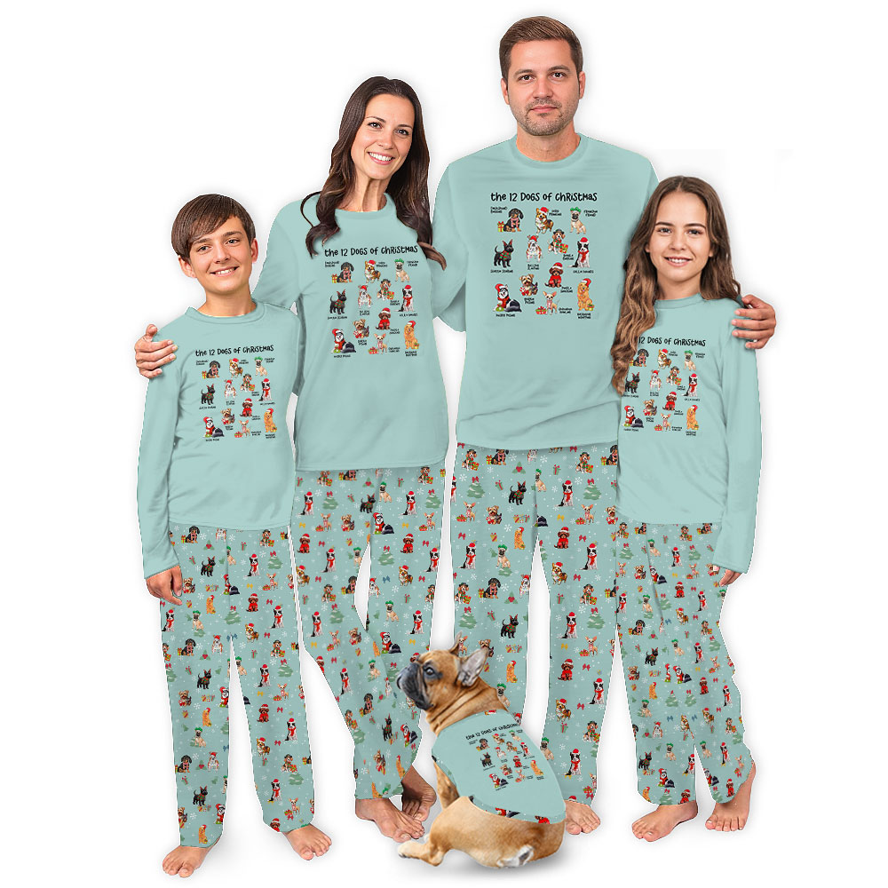 Matching Holiday Pajamas Sayings The 12 Dogs Of Christmas Matching Holiday Pajamas Sayings The 12 Dogs Of Christmas