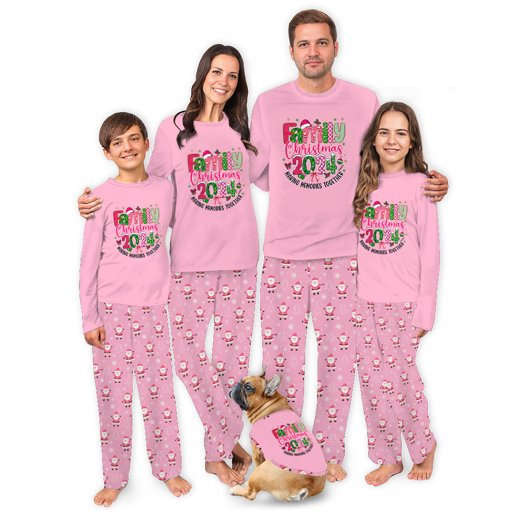 Pink Family Christmas Pajamas 2024 Making Memories Together [Custom Year]