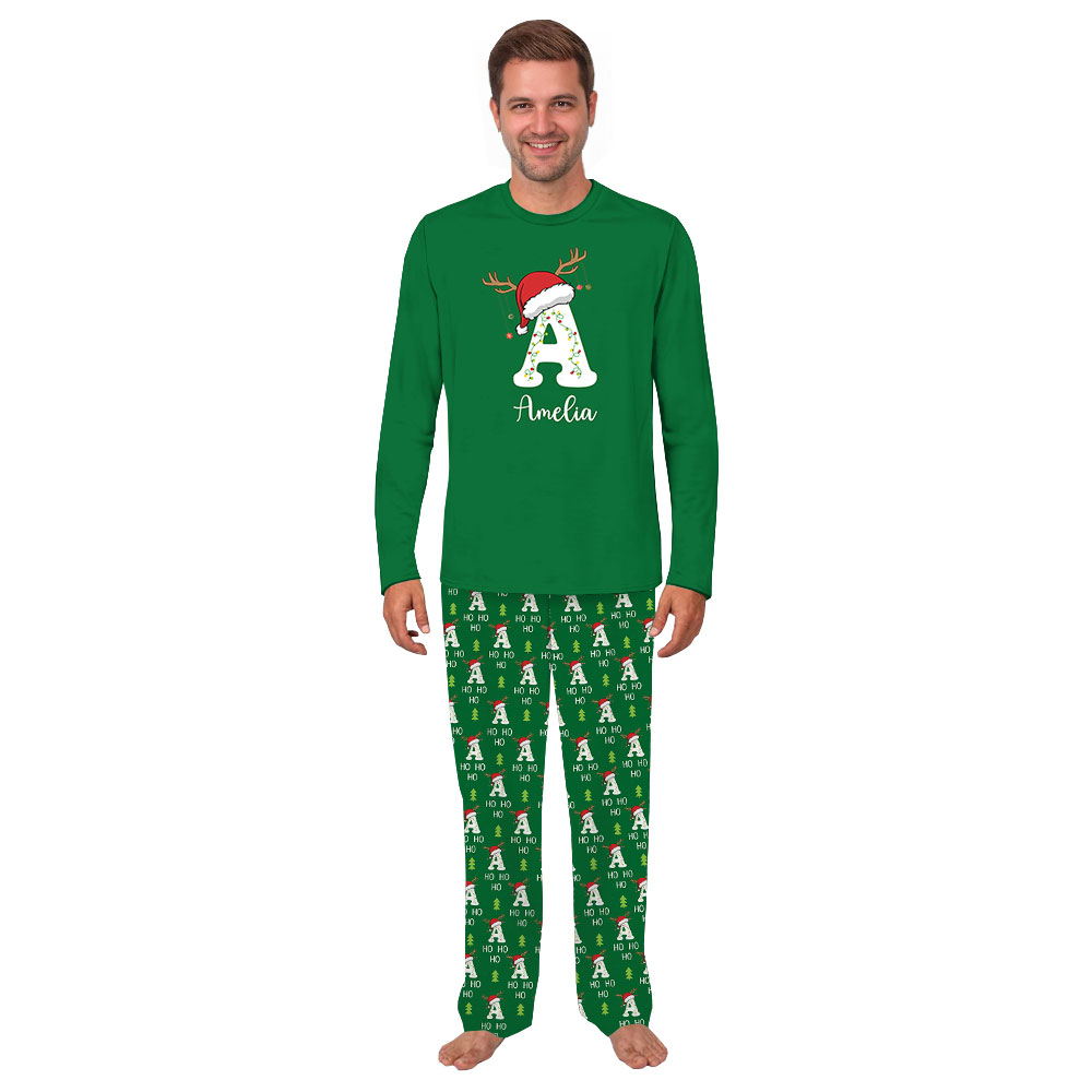 Personalized Family Name Matching Family Pajamas For Christmas Green Personalized Family Name Matching Family Pajamas For Christmas Green