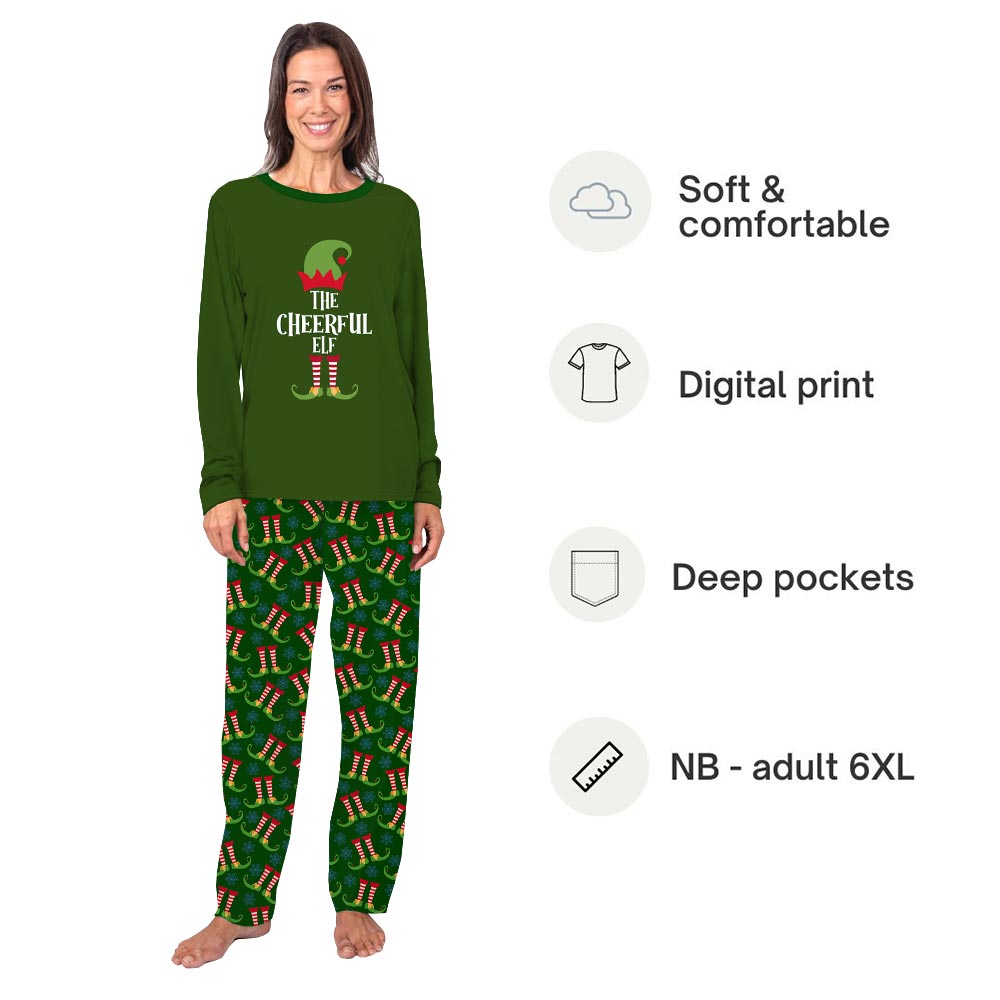 Green Personalized Elf Family Matching Pajamas With Dog