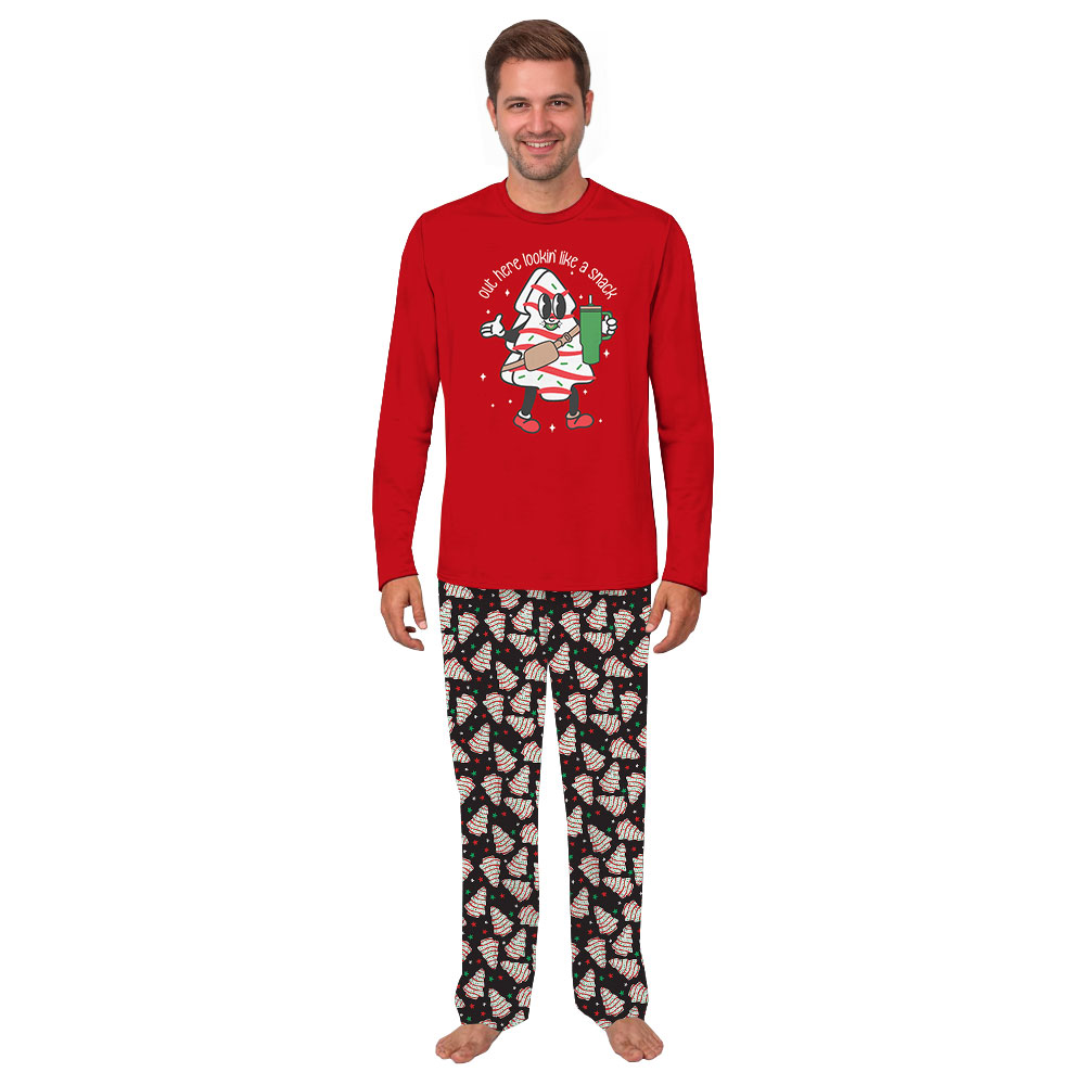 Funny Christmas Tree Cake Pajamas Sets Red Black Funny Christmas Tree Cake Pajamas Sets Red Black