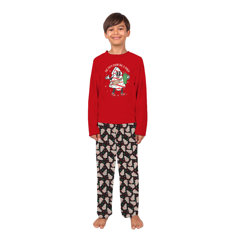 Funny Christmas Tree Cake Pajamas Sets Red Black Funny Christmas Tree Cake Pajamas Sets Red Black