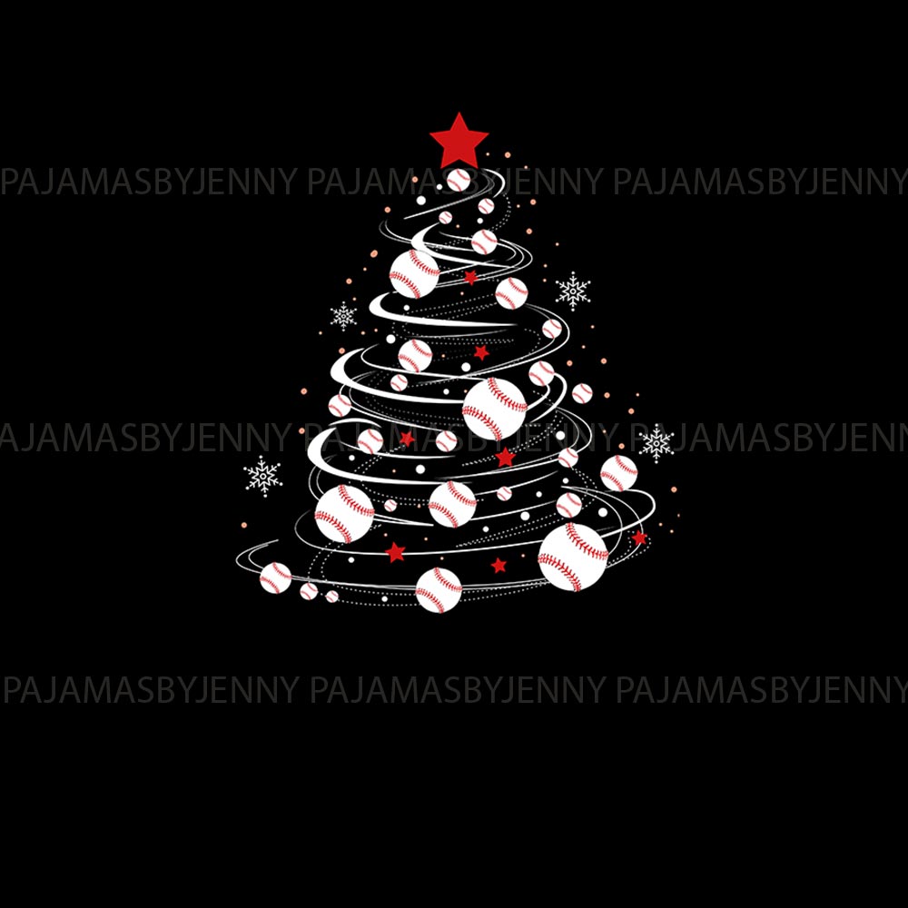 Baseball Christmas Tree Family Matching Pajamas With Dog