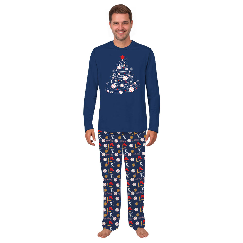 Festive Baseball Christmas Tree Pajamas For Adults and Kids Festive Baseball Christmas Tree Pajamas For Adults and Kids